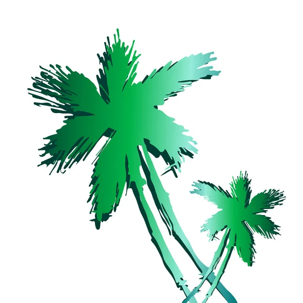 Векторная Иллюстрация Ручной Работы Пальмы Градиентом Тропическая Природа Белом Фоне — стоковый вектор