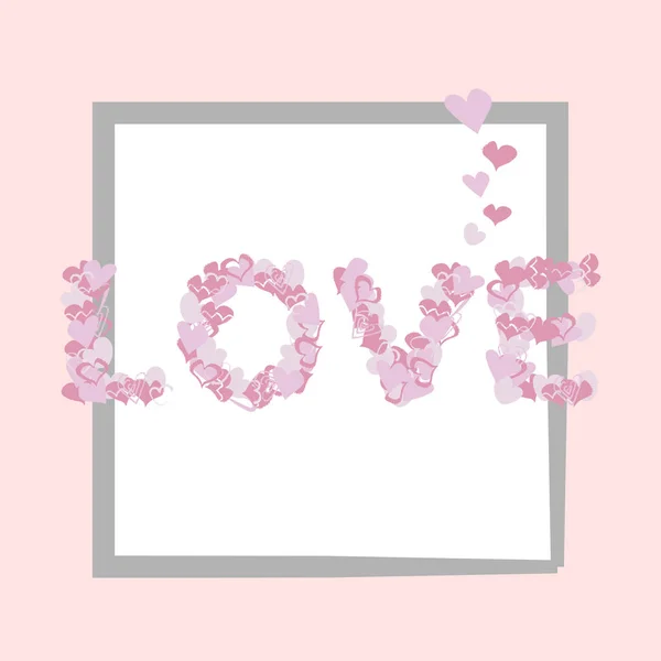 Text Love Made Hearts Pastel Colors Vector Illustration Happy Valentines — Stock Vector