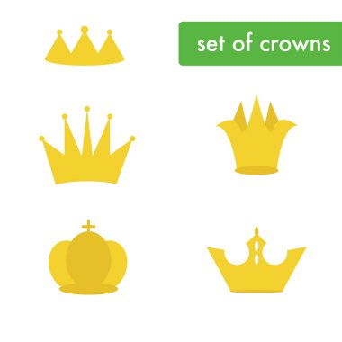 Sarı kron kümesi. Düz stil vektör resimlerde topluluğu.