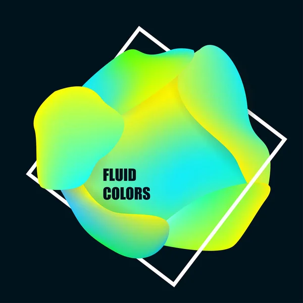 Forma Fluida Abstracta Con Gradiente Amarillo Azul Sobre Fondo Oscuro — Archivo Imágenes Vectoriales