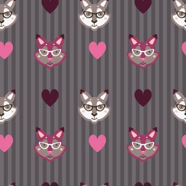 hayvanlar desen gri ve pembe renklerde