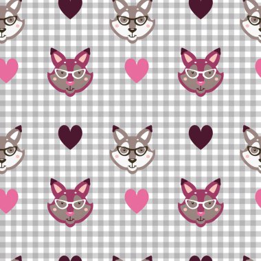 hayvanlar desen gri ve pembe renklerde