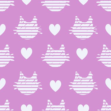 Kediler desen pembe bir arka plan üzerinde beyaz başkanları