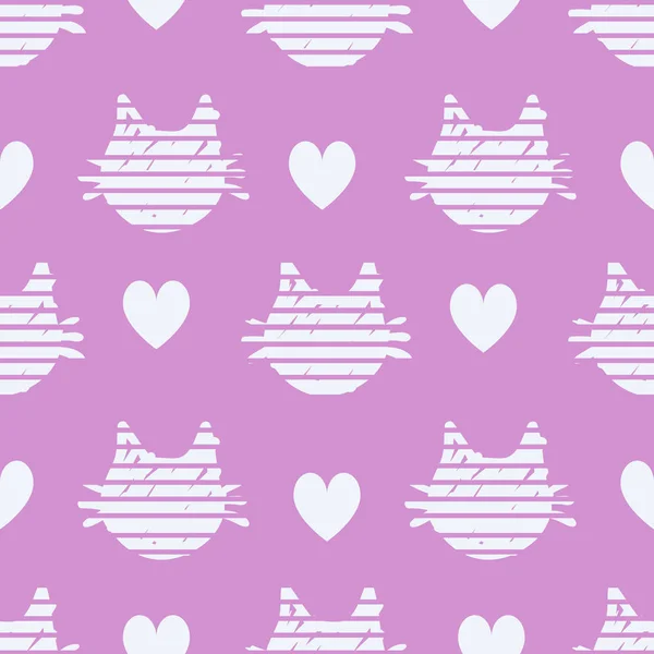 핑크 바탕에 고양이 패턴의 화이트 헤드 — 스톡 벡터