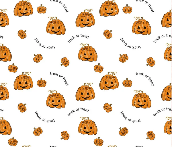 Roztomilá halloween dýně vzor na bílém pozadí — Stockový vektor