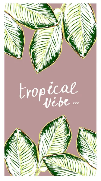 good vibes slogan tropical illustration with banana leaf illustration