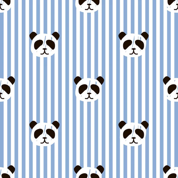 Padrão Rosto Panda Simples Fundo Branco Estilo Crianças Fundo Listrado —  Vetores de Stock
