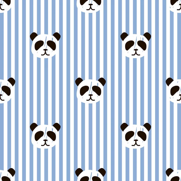 Patrón Cara Panda Simple Sobre Fondo Blanco Estilo Los Niños — Vector de stock