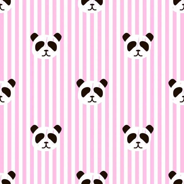Padrão Rosto Panda Simples Fundo Branco Estilo Crianças Fundo Listrado —  Vetores de Stock