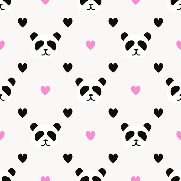 Eenvoudige Panda Gezicht Patroon Witte Achtergrond Kinderen Stijl Abstracte Stijl — Stockvector