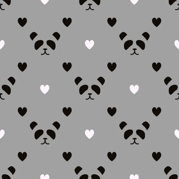 Eenvoudige Panda Gezicht Patroon Witte Achtergrond Kinderen Stijl Abstracte Stijl — Stockvector