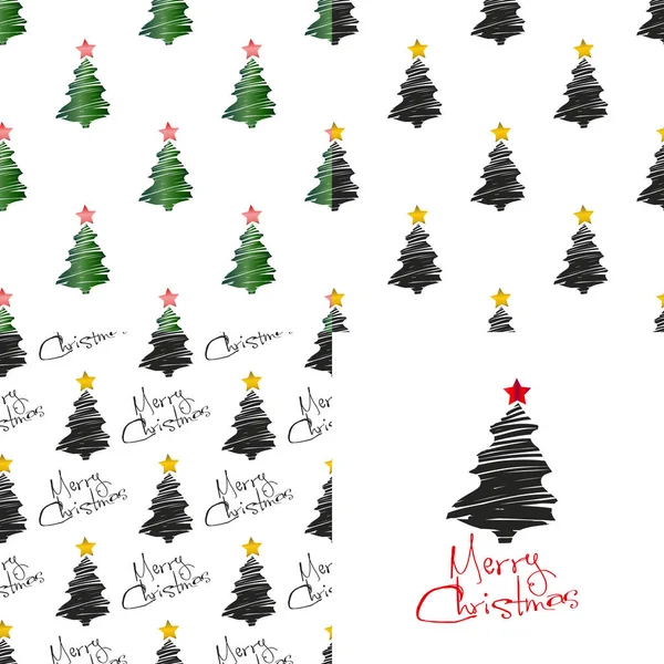 Ensemble Milieux Abstraits Avec Motif Arbre Noël Avec Étoile Style — Image vectorielle