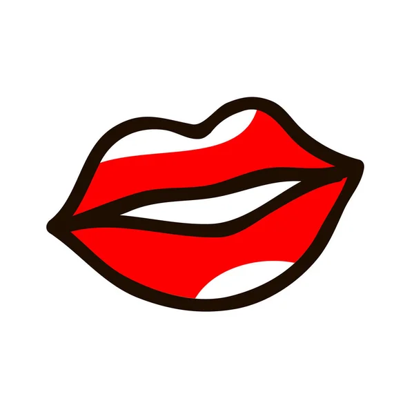 Karikatür tarzı resimde kırmızı dudaklar — Stok Vektör