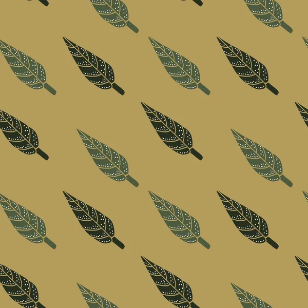 Простые Листья Узор Обои Зеленом Охры Цветов Перфект Текстиля Обертывание — стоковый вектор