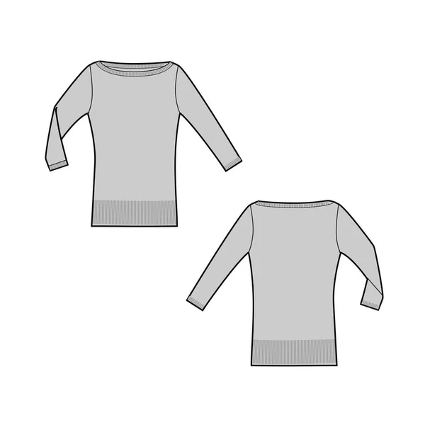 Camisa Manga Larga Bosquejo Técnico Parte Delantera Trasera Camisa Manga — Vector de stock