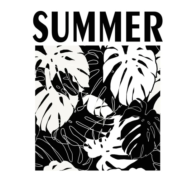 Impresión Camiseta Con Hojas Palma Con Estado Ánimo Vacaciones Verano — Archivo Imágenes Vectoriales