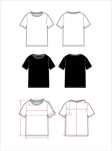 Jednoduchý Design Dámského Trička Šablona Oblečení Vektor Fashion Flat Sketch — Stockový vektor