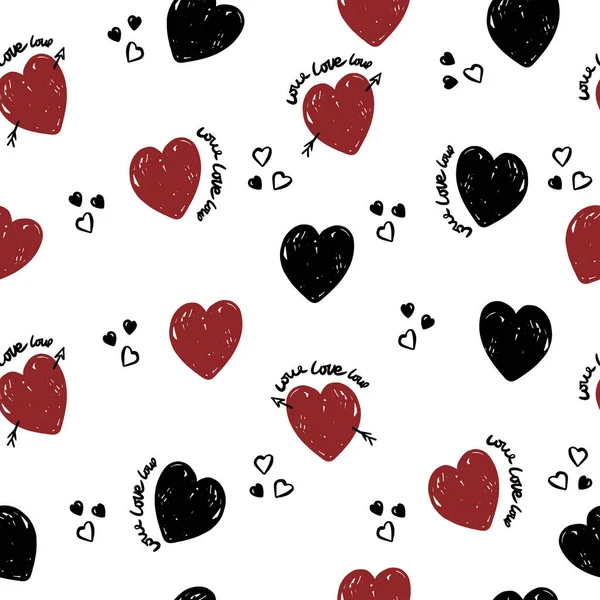 Cute Hearts Pattern White Background Textile Wrapping Valentine Wallpaper — Stock Vector