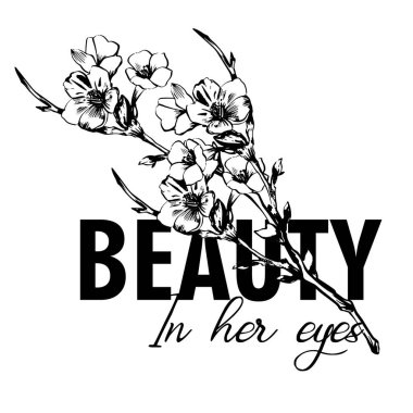 Floral Botanik çerçevesi çiz. Çiçek çizimli elma ağacı dalı. Sakura çiçeği. El Çizimi Botanik Çizimleri. Gömlek izi için mükemmel.