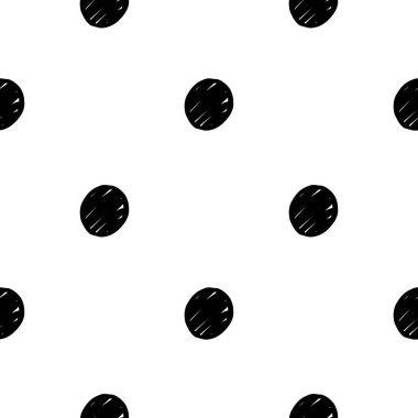 Siyah ve beyaz renklerde şirin noktalar. Tekstil, ambalaj, duvar kağıdı vs. için İskandinav tarzı polka nokta arkaplanı.