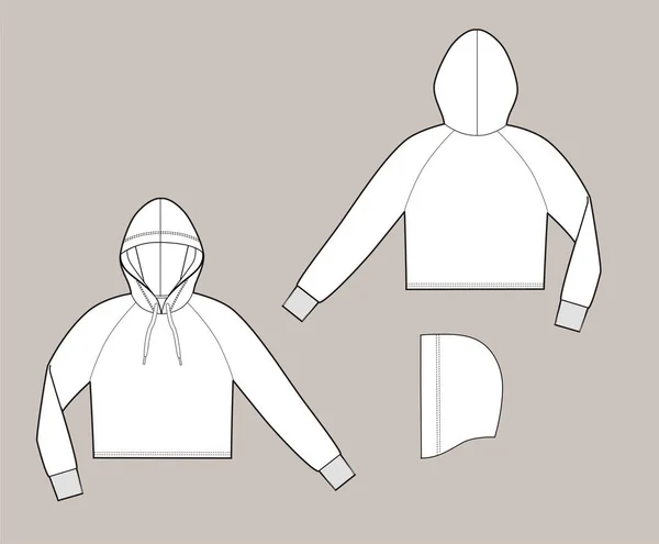 Basic Unisex Sweatshirts Hoodie Set Voor Achterkant Witte Zwarte Kleuren — Stockvector