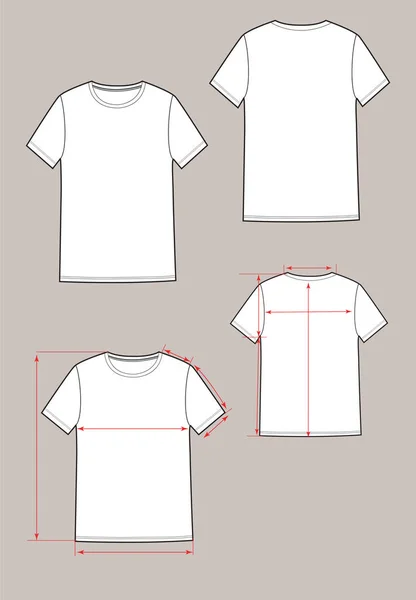 Set Magliette Unisex Basico Fronte Retro Colore Bianco Opzione Con — Vettoriale Stock