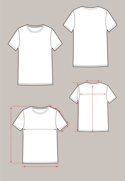 Temel unisex t-shirt seti. Ön ve arka. Beyaz renkte, ok şemalı seçenek. E-dükkan ve moda tasarımı için mükemmel.