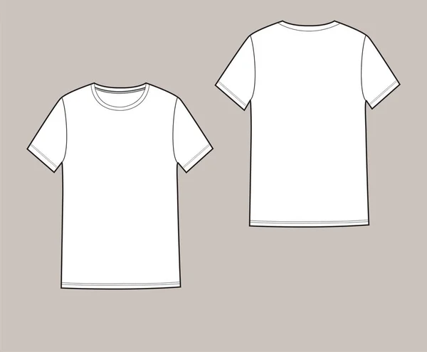Temel unisex tişörtü. Ön ve arka. Beyaz renkli, e-dükkan ve moda tasarımı için mükemmel.
