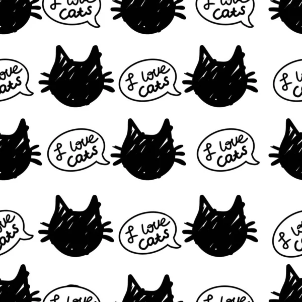 Gato Vector Sin Costuras Colores Blanco Negro Fondo Pantalla Con — Archivo Imágenes Vectoriales