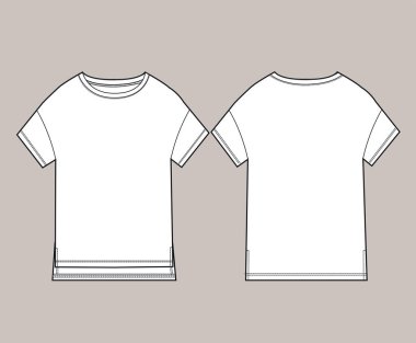 Teknik giysi çizimi. Moda skeci. Şablon