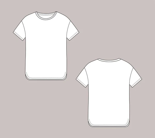 Camiseta Básica Unisex Con Mangas Cortas Planas Cuello Redondo Partes — Vector de stock