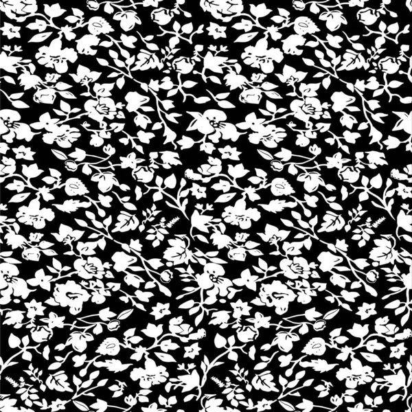 Abstrakte Einfache Florale Muster Vector Tapete Monochromer Hintergrund Textildesign — Stockvektor