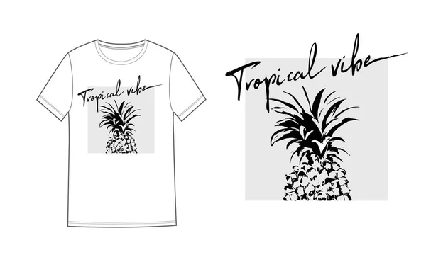 Unisex Shirt Print Design Mit Grafischer Ananas Und Text Tropische — Stockvektor