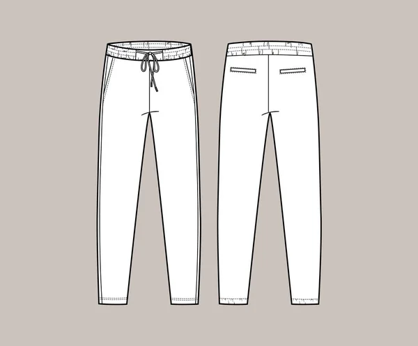 Croquis Vectoriel Trchnique Pantalons Joggeurs Avec Cordons Poches Face Avant — Image vectorielle