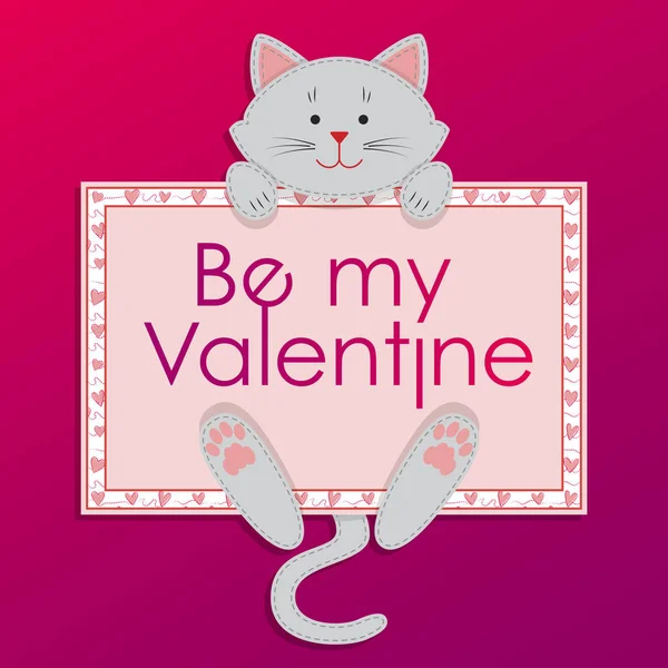 보드와 귀여운 고양이 발렌타인 일러스트 — 스톡 벡터