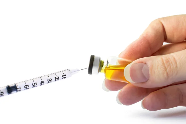 Spuit Medische Injectie Hand Geneeskunde Vaccinatie Apparatuur Met Naald Verpleegkundige — Stockfoto