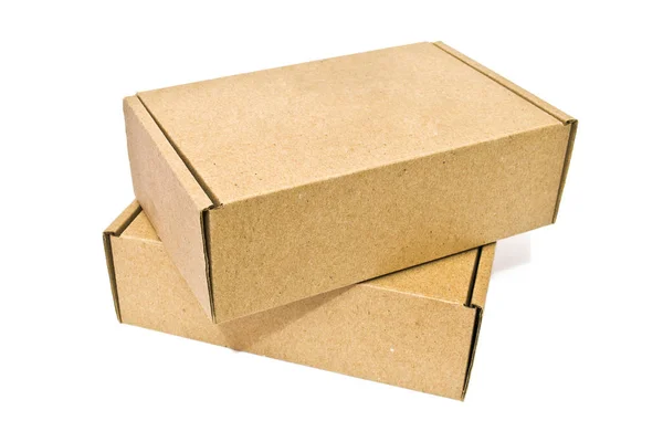 Kartonnen Dozen Voor Leveringsservice Verplaatsen Pakket Geschenken Geïsoleerd Een Witte — Stockfoto