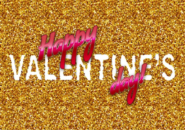 Happy Valentines Day Text Golden Sparkles Background — Stock Photo, Image