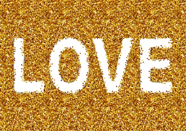 LOVE text on golden sparkles background