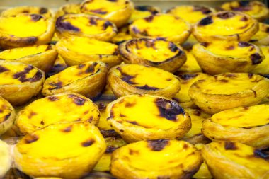 Geleneksel Portekiz pasta - pastel de nata, lapa lapa pasta kabuk krem yumurta
