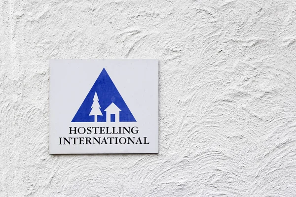 Brienz Svizzera Febbraio 2018 Hostelling International Lsign White Wall — Foto Stock