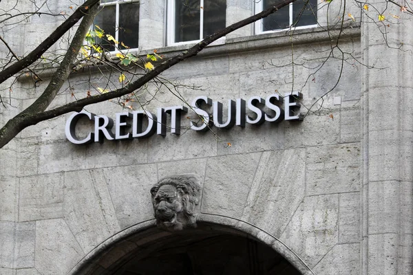 Zurich Suíça Outubro 2013 Credit Suisse Centro Financeiro Suíço Cidade — Fotografia de Stock