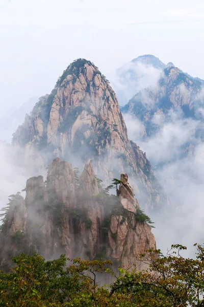 Утренний Туман Национальном Парке Хауншань Китай — стоковое фото