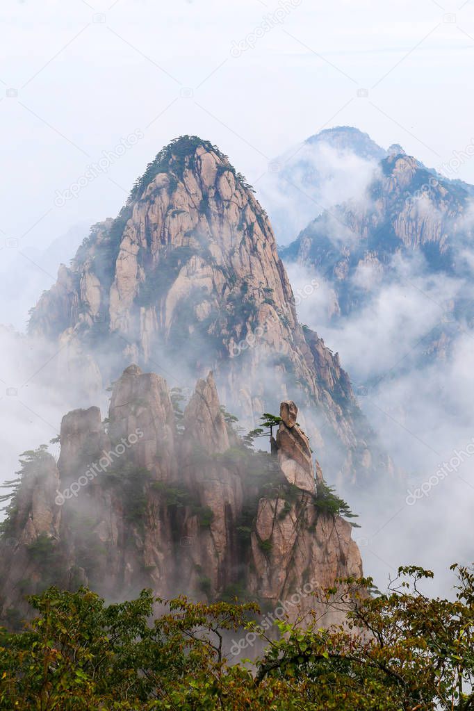 Morning mist in the Haungshan National Park, China
