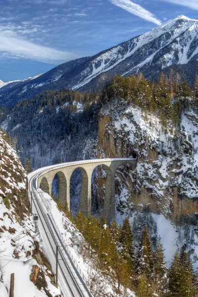 Das Berühmte Landwasserviadukt Ein Wunder Der Schweizer Bergbahntechnik Aus Dem — Stockfoto