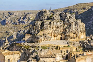 Kaya Kilisesi eski şehir (sassi di Matera), Santa Maria de Idris Matera, Pulgia, Güney İtalya  