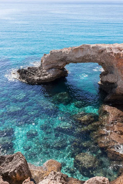 Arco Rocha Com Nome Love Bridge Costa Ayia Napa Chipre — Fotografia de Stock