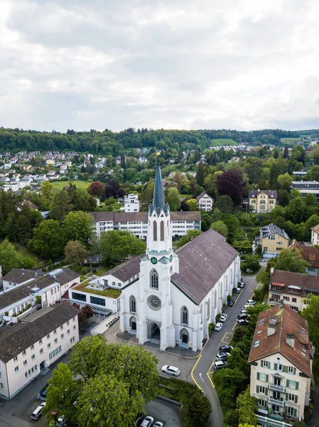 Vista Aérea Iglesia Católica Santa María Schaffhasuen Suiza —  Fotos de Stock