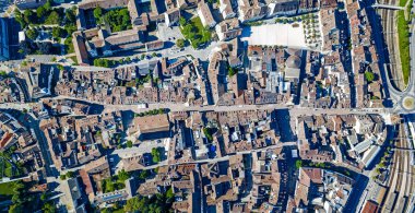 Eski İsviçre şehri Schaffhausen,İsviçre'nin havadan panorama görünümü