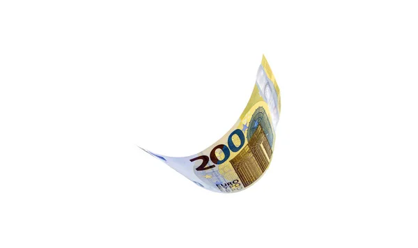 Billete Dinero Del Euro Volador Sobre Fondo Blanco —  Fotos de Stock